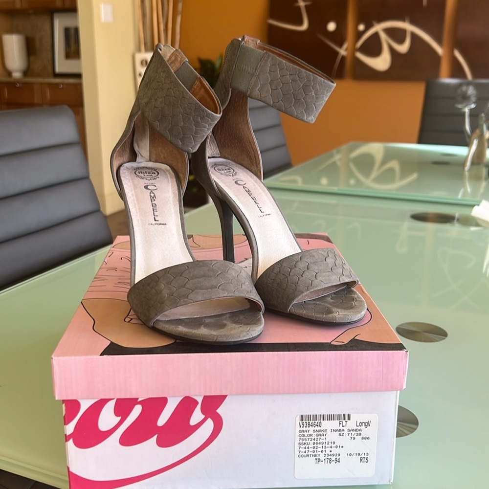 Jeffrey Campbell Gray Snake Heeled Sandal